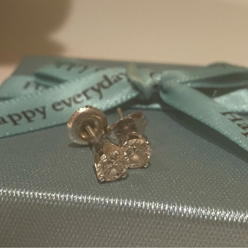 .8 carat diamond white gold earrings 14k estate - Picture 2 of 3